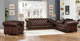Albany Leather Sofa Collection, Caramel Brown