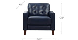 Aiden Power Leather Sofa Collection, Navy