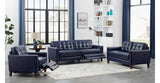 Aiden Power Leather Sofa Collection, Navy