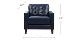 Aiden Power Leather Sofa Collection, Navy