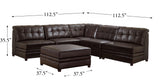 Alexjandra Leather Sectional with Ottoman, Granite