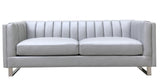 Melissa Leather Sofa, Silver Gray