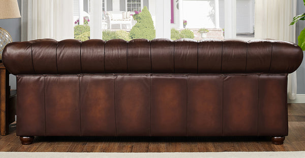 Albany Leather Sofa Collection, Caramel Brown