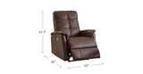 Logan Power Leather Recliner, Raisin Brown