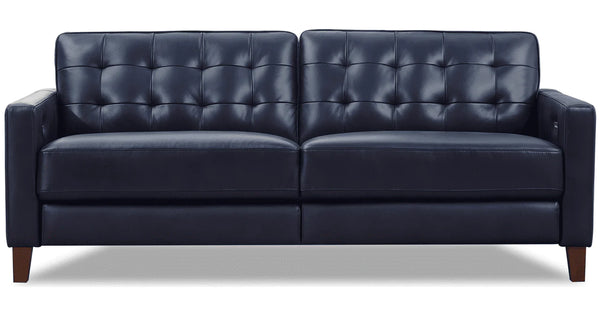Aiden Power Leather Sofa Collection, Navy