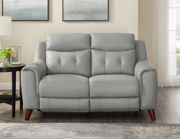 Torino Leather Power Sofa Collection, Silver Gray