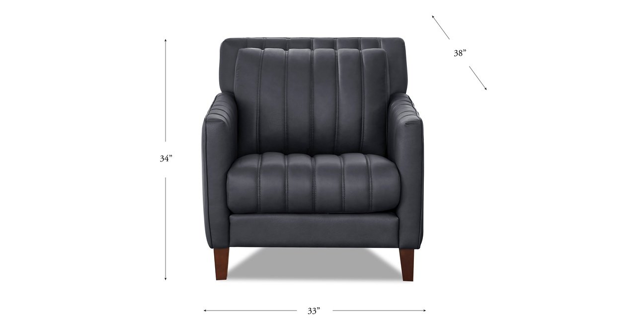 Ennis Leather Sofa Collection, Midnight Gray