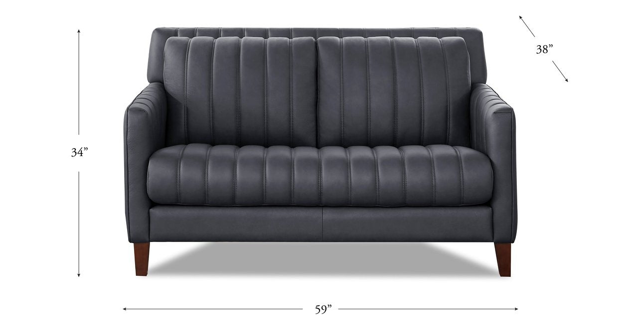 Ennis Leather Sofa Collection, Midnight Gray