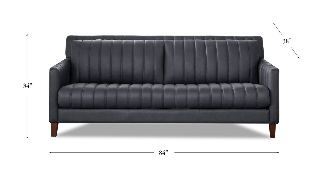 Ennis Leather Sofa Collection, Midnight Gray
