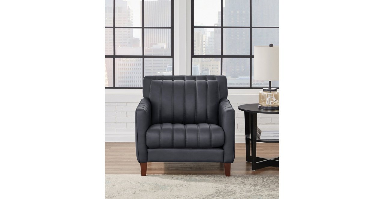 Ennis Leather Sofa Collection, Midnight Gray