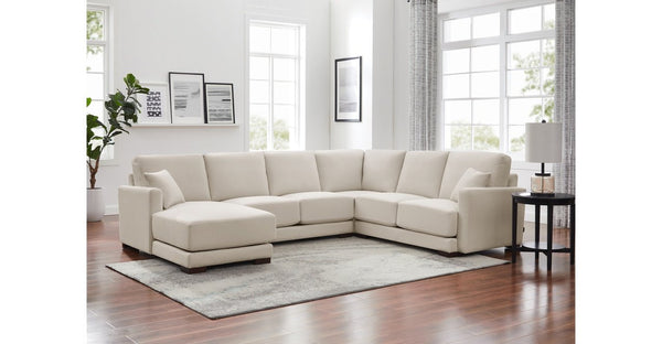 Alby Fabric Sectional, Almond White