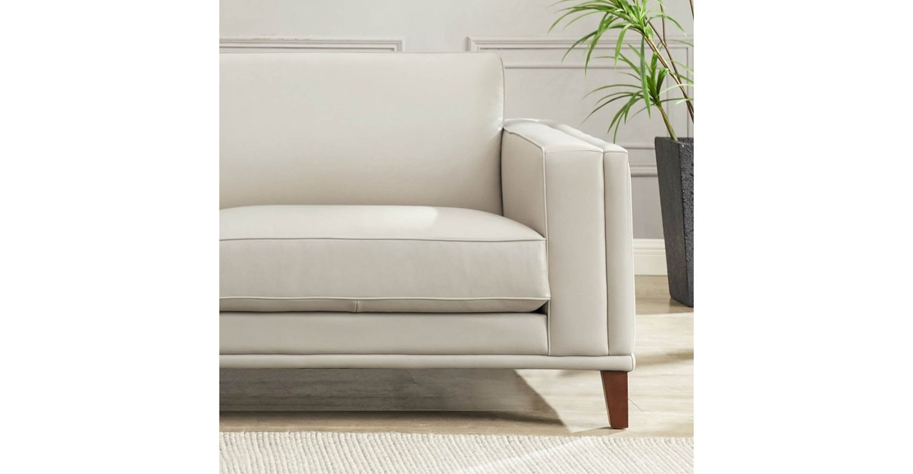 Lyon Leather Sofa Collection, Vanilla White