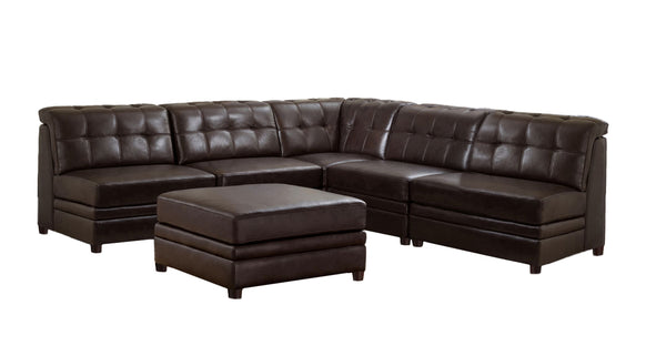 Alexjandra Leather Sectional with Ottoman, Granite