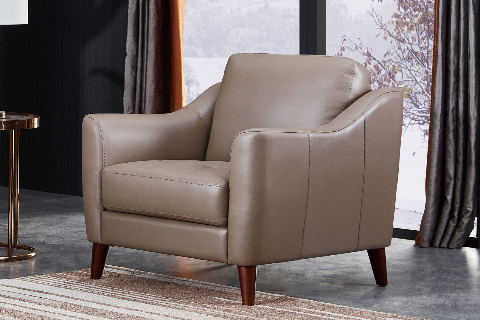 Ersa Leather Sofa Collection, Taupe Brown