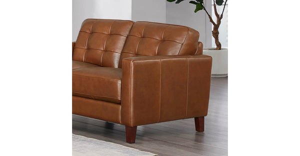 Aiden Power Leather Sofa Collection, Cinnamon Brown