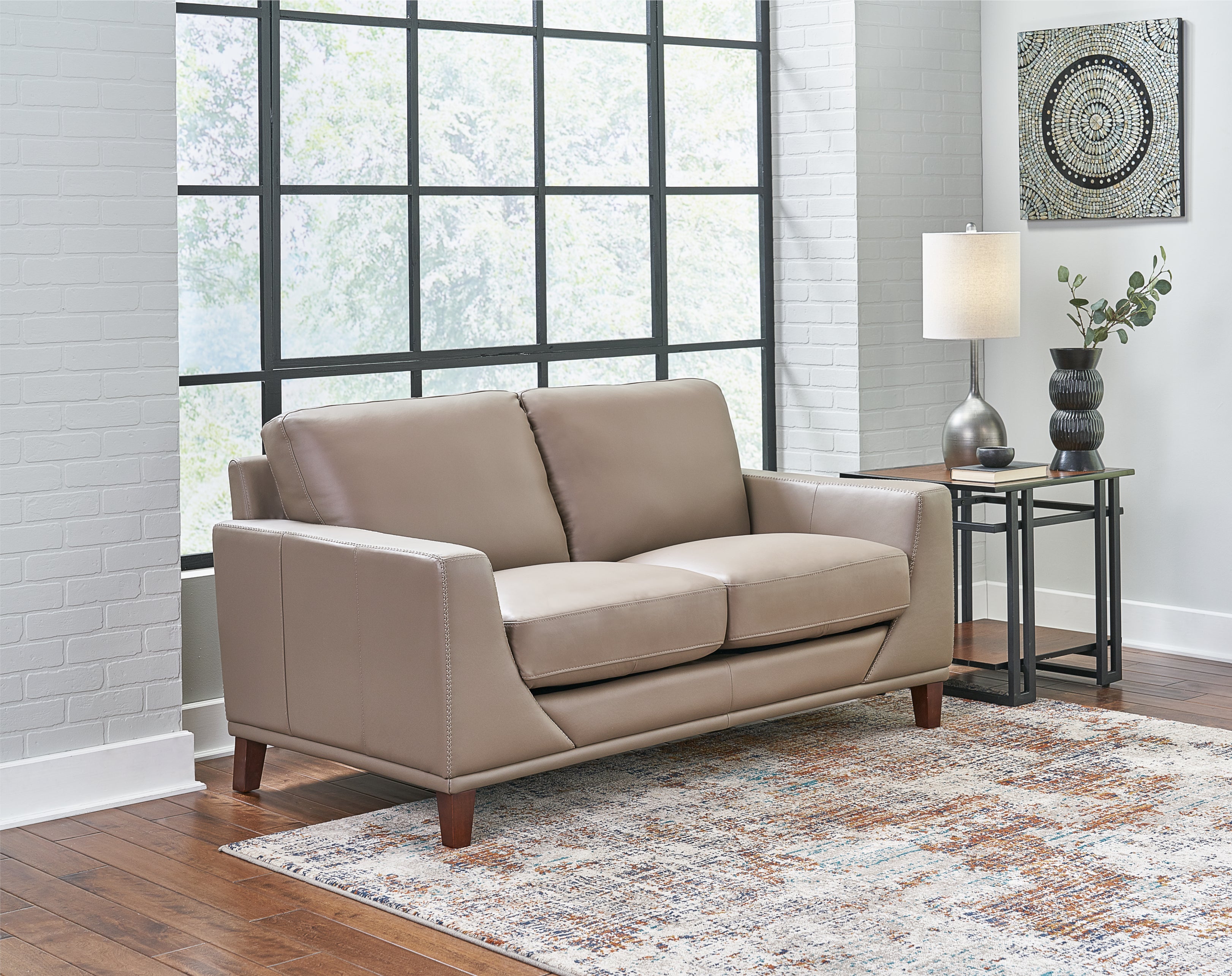Soma Leather Sofa Collection, Taupe Brown