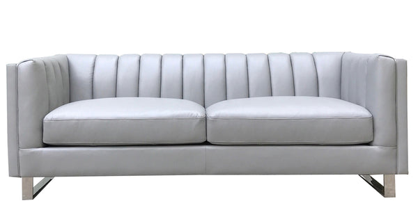 Melissa Leather Sofa, Silver Gray